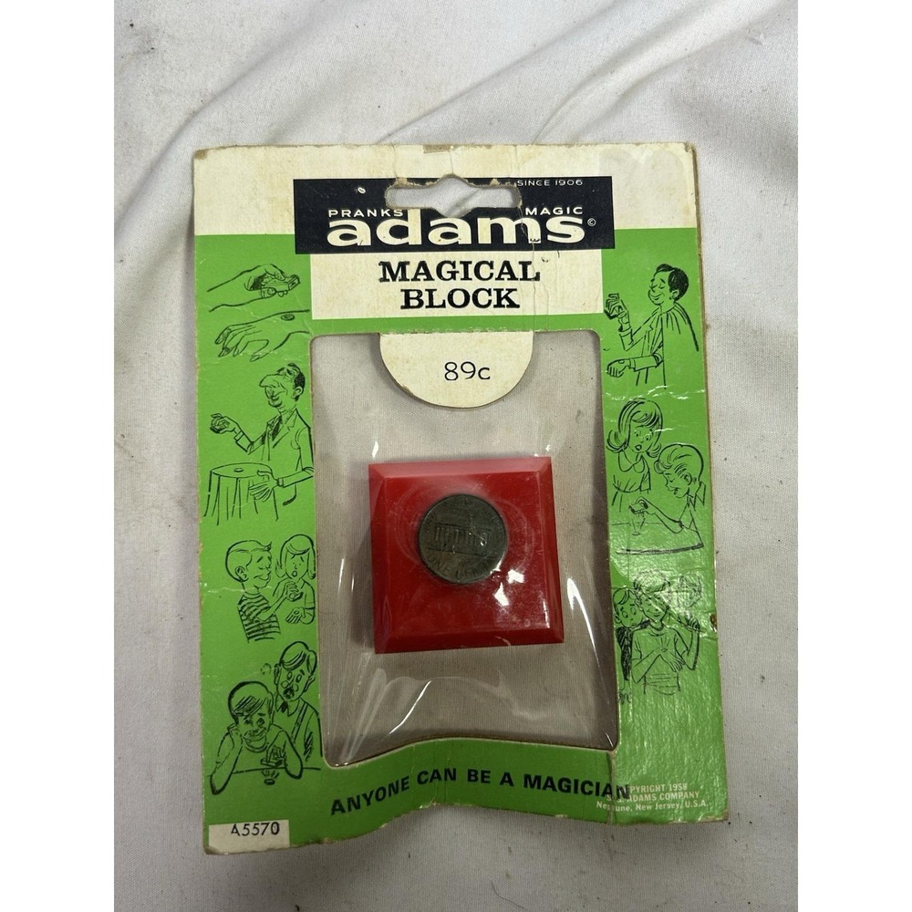 Vintage Adams Magical Block New Old Stock Pranks Penny To Dime Magician Collect